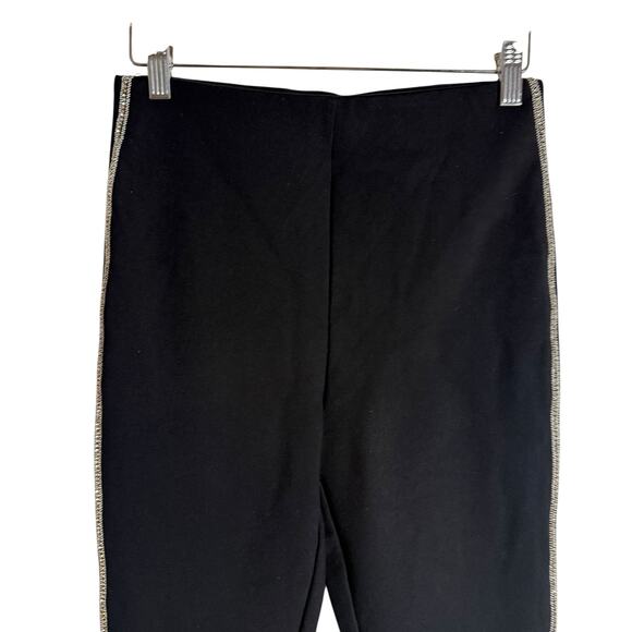 Zara Black Rhinestone Embellished High Rise Pull On Skinny Pants Size Medium - Picture 2 of 10